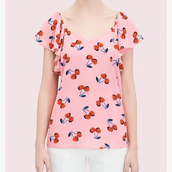 Kate Spade cherry toss flutter top size XS - Picture 1 of 7